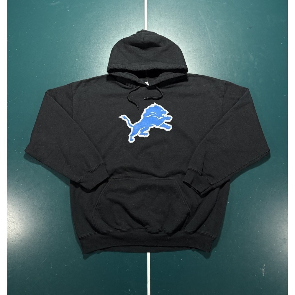 Detroit Lions Hoodie Sweatshirt Men's XL Black Blue Logo Pullover NFL Football
